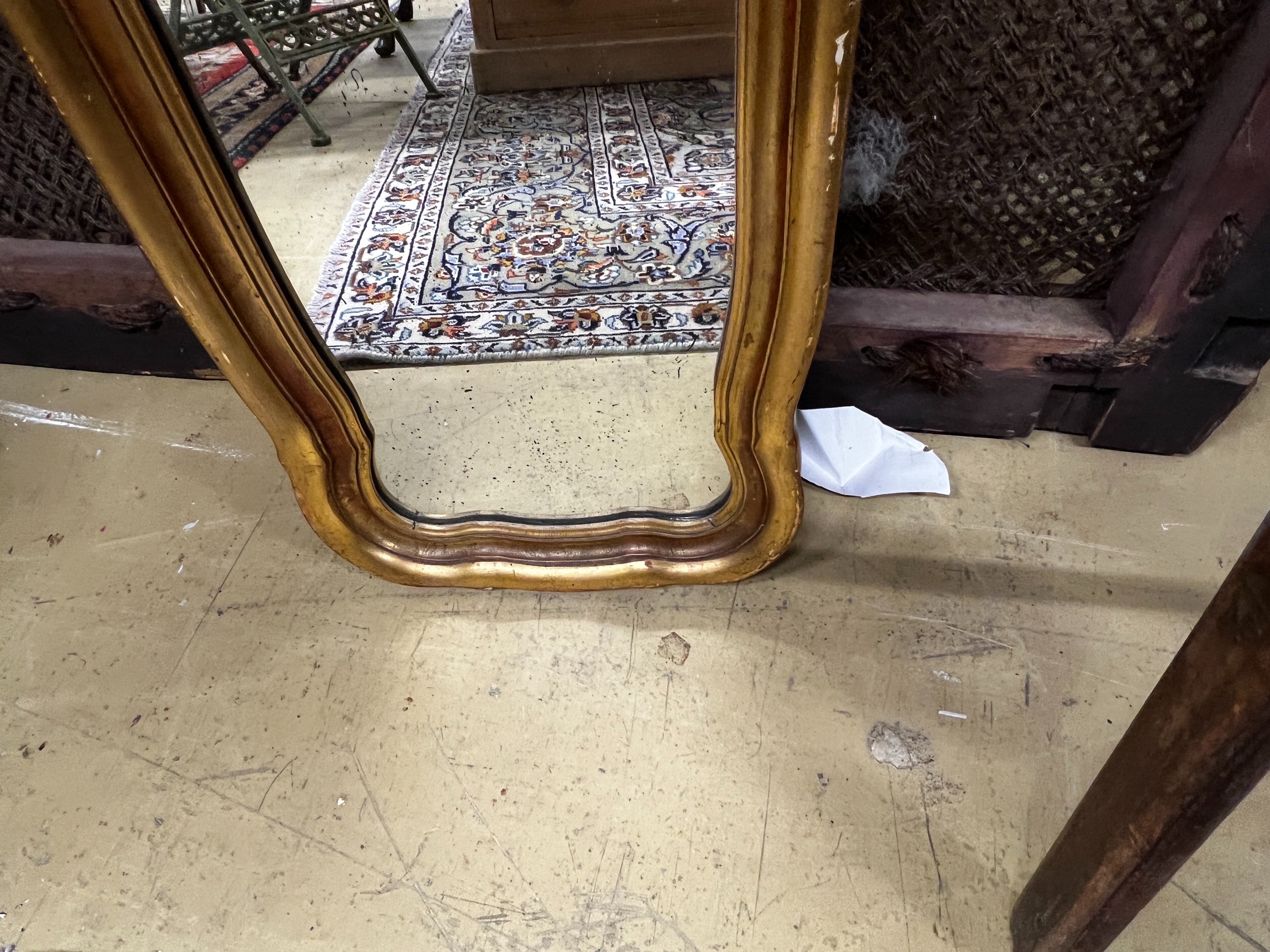 A Victorian style giltwood pier glass, width 30cm, height 108cm